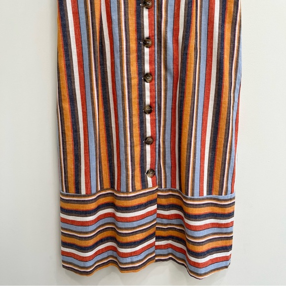 Gilli button front sleeveless striped linen blend midi dress size medium - Picture 4 of 8